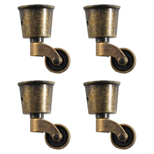 Möbelbeine Bronze Rollen Möbelrollen Sofa Rollen Stuhl Rollen Zinklegierung Riemenscheibe Rollen 4 Stück Set für reibungslose und stabile Möbelbewegung (A) von Bulevisiter