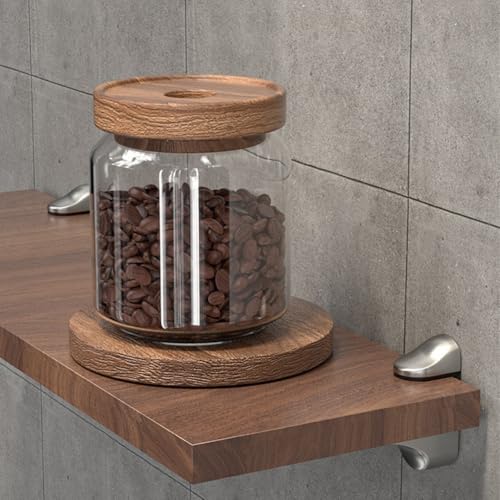 Montiert für Halterungen, dickes 322 mm Stützglas, 4 Stück Zinklegierung, Regal innen, poliertes Chrom, verstellbare Glaswand (schwarz) von Bulevisiter