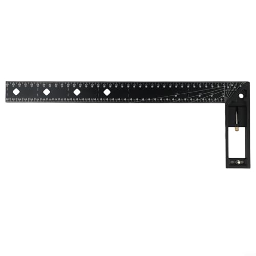 Multifunktionales quadratisches Lineal aus Aluminiumlegierung für Tischlerei mit 90-Grad-Winkelmarkierung und Lochdesign für genaue Positionierung (40 cm) von Bulevisiter