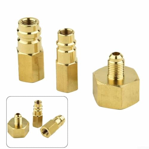 Profi R134A Adapter Set W21.8 auf 1/4 SAE Gewinde Umrüstsatz mit Messingkonstruktion für Kfz-Klimaanlagen LP für HP Anschluss 3 Stück Profi R134A Adapter Set W21.8 auf 1/4 SAE Gewinde Umrüstsatz mit Messingkonstruktion für Kfz-Klimaanlagen LP für HP Anschluss 3 Stück von Bulevisiter
