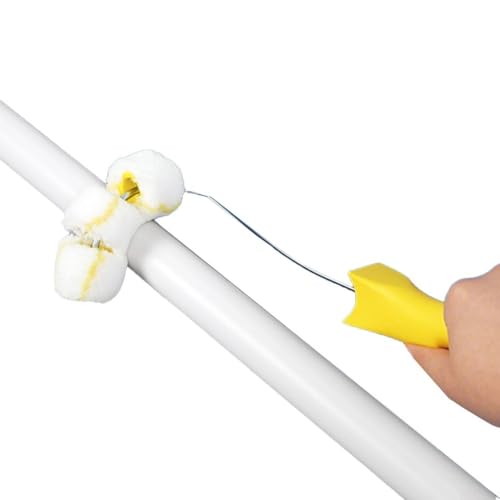 Rohr-Farbroller-Set für zylindrische Oberflächen, professionelles gebogenes Malwerkzeug mit Griff und 2 Rollenabdeckungen, Gelb (Biegepinsel) von Bulevisiter