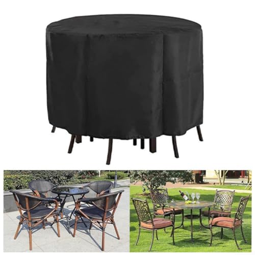 Runde Terrassentischabdeckung, passend für verschiedene hohe Tische und Stuhl-Sets zum Schutz im Freien (128 x 71 cm) von Bulevisiter