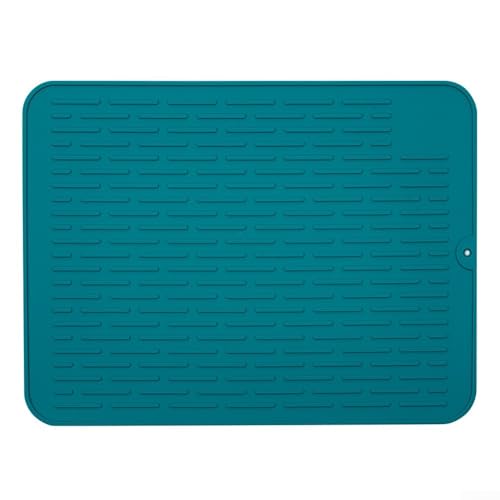 Rutschfeste Silikon-Abtropfmatte, Thekenschutzmatte, Küchenaufbewahrungsmatte, für Spüle und Theke mit erhöhten Streifen, verbesserter Luftzirkulation und Wasserablauf (grün) von Bulevisiter