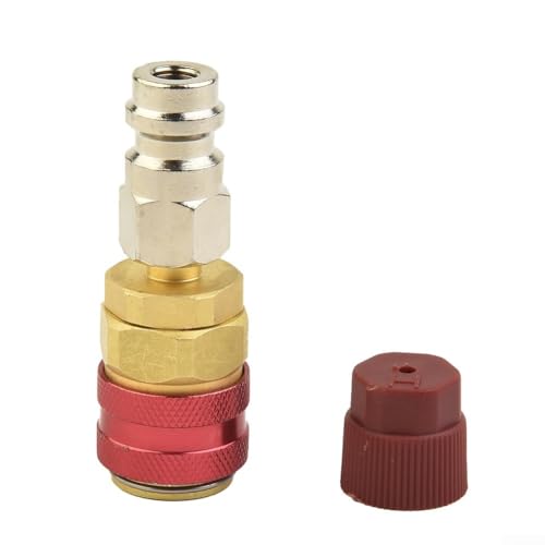 Schnellkupplungsadapter für Auto-Klimaanlagen, Messing, 17 mm AC-Verteiler, mit Kappe, 180°-Anschluss, kompatibel mit R-134a Schnellkupplungsadapter für Auto-Klimaanlagen, Messing, 17 mm AC-Verteiler, mit Kappe, 180°-Anschluss, kompatibel mit R-134a von Bulevisiter