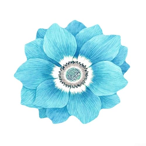 Wasserabsorbierende Lotus-Fußmatte mit rutschfestem Design, hergestellt aus Samt-Polyesterfaser, für Küche, Bad und Eingangsbereich (blau) von Bulevisiter