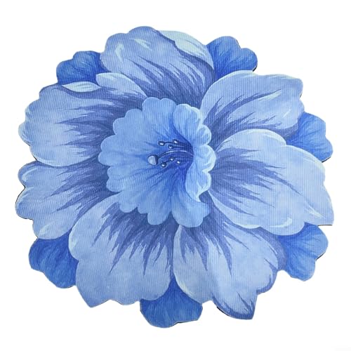 Wasserabsorbierende Lotus-Fußmatte mit rutschfestem Design, hergestellt aus Samt-Polyesterfaser, für Küche, Bad und Eingangsbereich (blauer Farbverlauf) von Bulevisiter