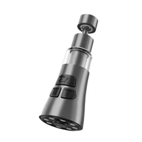 Wasserfilter-Wasserhahn für Spüle mit 360-Grad-Drehung und Dreifach-Modus-Wasserdurchflussschalter, aus Edelstahl und ABS, inklusive 9 Zubehörteilen für Wasserhahn-Anpassung (grau) von Bulevisiter