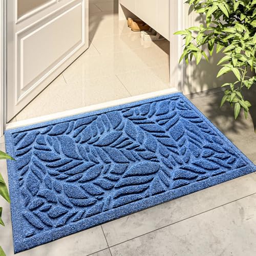 Bulijojo Fußmatte für den Eingang, strapazierfähig, dick, saugfähig, Naturkautschuk, rutschfeste Matte, stabile blaue Blätter, 58 x 89 cm Bulijojo Fußmatte für den Eingang, strapazierfähig, dick, saugfähig, Naturkautschuk, rutschfeste Matte, stabile blaue Blätter, 58 x 89 cm von Bulijojo