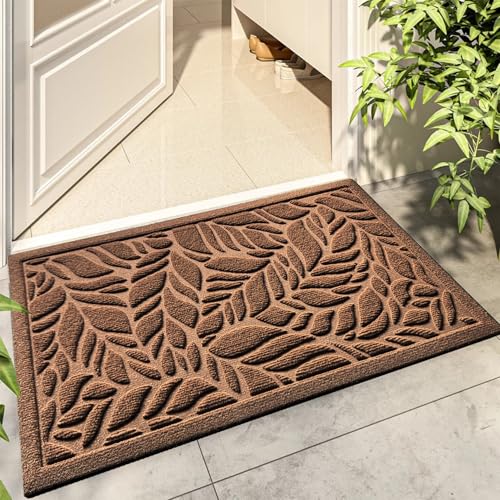 Bulijojo Fußmatte für den Eingang, strapazierfähig, dick, saugfähig, Naturkautschuk, rutschfeste Matte, stabile braune Blätter, 58 x 89 cm Bulijojo Fußmatte für den Eingang, strapazierfähig, dick, saugfähig, Naturkautschuk, rutschfeste Matte, stabile braune Blätter, 58 x 89 cm von Bulijojo