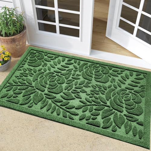 Bulijojo Fußmatte für den Eingang, strapazierfähig, dick, saugfähig, Naturkautschuk, rutschfeste Matte, stabiler Eingangsbereich, grüne Blume, 58 x 89 cm Bulijojo Fußmatte für den Eingang, strapazierfähig, dick, saugfähig, Naturkautschuk, rutschfeste Matte, stabiler Eingangsbereich, grüne Blume, 58 x 89 cm von Bulijojo