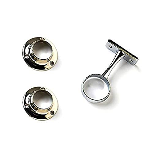 Merriway BH04412 19 mm Verchromte mittelstütze für Kleiderstange, 2 x Steckdose/1 x mitte, Weiß von Merriway