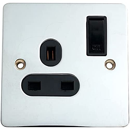 Merriway BH02969 Flache Steckdose 13 A 1-fach mit Schalter und schwarzem Einsatz Verchromt, Weiß Merriway BH02969 Flache Steckdose 13 A 1-fach mit Schalter und schwarzem Einsatz Verchromt, Weiß von Merriway