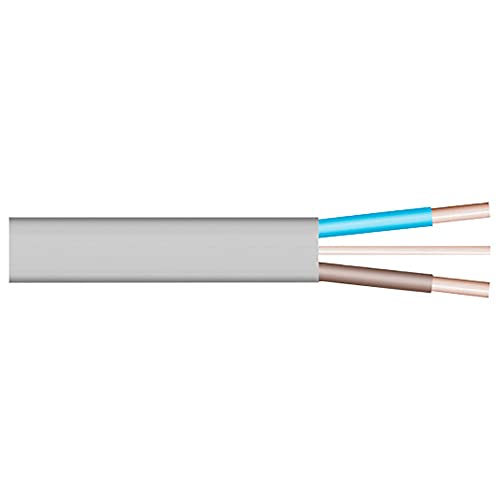 Merriway BH05689 Erdungs-Flachkabel, Grau, Flaches Doppel-und Erdungskabel 6242Y, 2,5 mm, 10 m/2.5 mm von Merriway