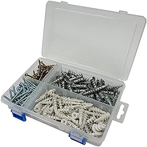 Bulk Hardware bh06598 Sortiment von Nylon & Legierung redi-driva Hohlraum Dübel mit Schrauben in eine 8 fach Tragetasche. von Merriway