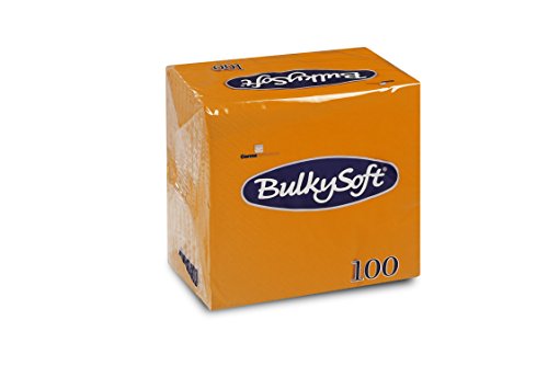 Bulky Soft BS-32600 Servietten 1/4 Falz, 2-lagig, 24 cm x 24 cm, Orange (100-er Pack) von Bulky Soft