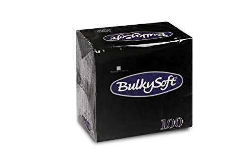 Bulky Soft BS-32670 Servietten 1/4 Falz, 2-lagig, 24 cm x 24 cm, Schwarz (100-er Pack) von Bulky Soft