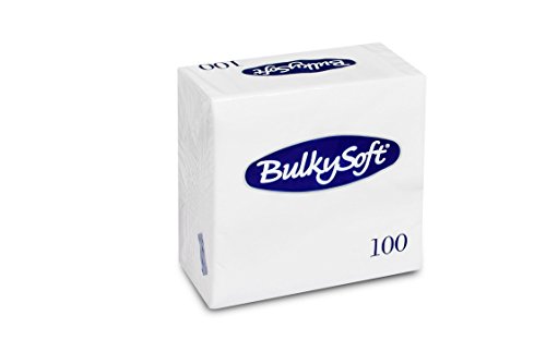 Bulky Soft BS-32980 Servietten 1/4 Falz, 2-lagig, 33 cm x 33 cm, Hochweiß (100-er Pack) von Bulky Soft