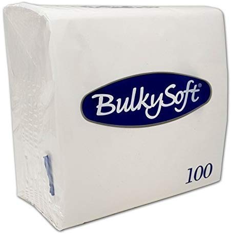 Papierservietten, weich, 40 x 40 cm, 2-lagig, BulkySoft, einfarbig, Farben wählbar (Weiß, 100) von Bulky Soft