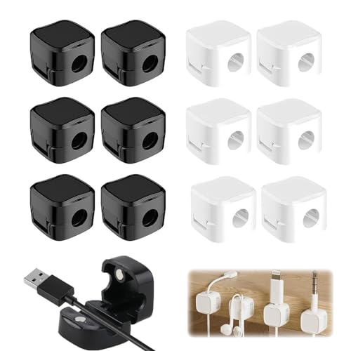 12 Stück Kabelhalter Kabel Organizer, Kabelclips für Kabelmanagement, Selbstklebend Kabelhalter Kabelbefestigung, Datenkabel Organisator mit Magnet für Schreibtisch USB Ladekabel Netzkabel Audiokabel von Bull Tiger Prestige