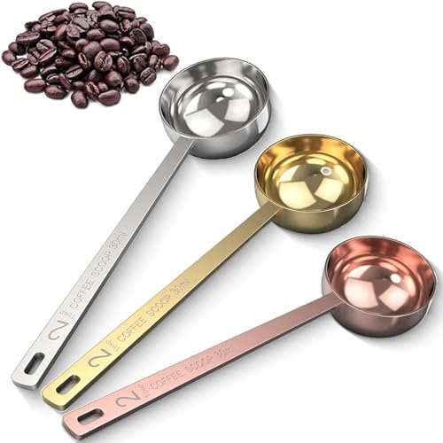 3 Stück Kaffeemaßlöffel Portionierer 30ml, Messlöffel Edelstahl Kaffee DosierlöFfel für Abmessen, Mentall Kaffeelöffel mit Langem Griff,Wiederverwendbar Runder Kaffeelöffel für Zucker Tee Kaffee Kakao von Bull Tiger Prestige