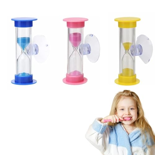 3 Stück Sanduhr für Kinder, Buntes Sanduhren Set 3 Minuten, Zeitmesser Sanduhren Zeitanzeige Kinder Zähneputzen, Sanduhr mit Saugnapf für Freizeit Küche Spiele Klassenzimmern Zuhause Büro Dekoration von Bull Tiger Prestige