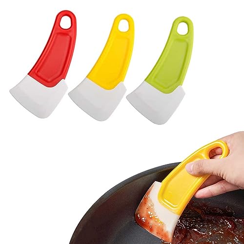 3 Stück Silikon Pfannenschaber Pan Cleaning Scraper Silikon Reinigungsschaber Spatula Pfannenwender Spatel Küchenspatel For Dirty Fry Pan Dish Pot Washing Heat Resistant für Nudeln zum Kochen von Bull Tiger Prestige