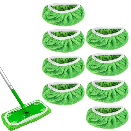 Sweeper Mop, 8 PCS Tücher Wiederverwendbare, Wiederverwendbar für Sweeper Mop, Nass Trocken Wischmopp Bezug, Mehrwegtücher Mehrweg, Bodentücher, für die Reinigung von Hartböden und Holzböden von Bull Tiger Prestige