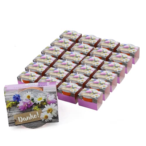 Bull & Bear 25er Set Mini-Pflanzset 'Danke', 25x Blumensamen im Topf 4,5cm, Mini Blumen als Anzuchtset mit Pflegeanleitung von Bull & Bear