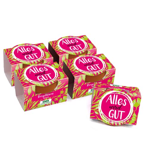 Bull & Bear 5er Set Mini Pflanzset 'Alles wird gut' mit Ringelblumen Samen im Topf 4,5cm, Mini Blumen als Anzuchtset mit Pflegeanleitung von Bull & Bear