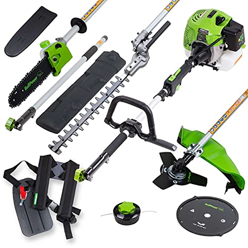 BullPower MF-5206 Multitool 5in1 Heckenschere Motorsäge Motorsense Benzin Rasentrimmer Freischneider Astsäge Hochentaster inkl. 90cm Verlängerung von BullPower