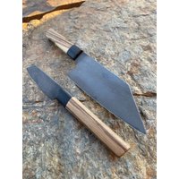 Handgefertigte Chef Messer Set - Aeb-L Stahl, 62-63 Hrc, 3" & 6" Handgefertigte Chef Messer Set - Aeb-L Stahl, 62-63 Hrc, 3" & 6" von BullRunFarms