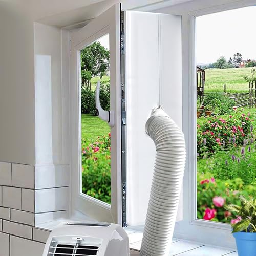 Klimaanlage Fensterabdichtung mit Doppel-Reißverschluss - 400CM(157") Abluftschlauch Klimagerät Fenster Wasserdichter Hot Air Stop für Mobile Klimageräte, Wäschetrockner, Ablufttrockne (400cm(157")) von Bulla