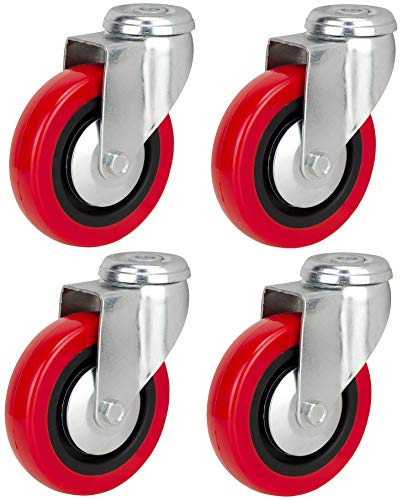 75 mm Lenkrollen aus Polyurethan (rot PU) ? Heavy Duty ? Möbel, Gerät & Ausrüstung Rollen von Bulldog Rollen ? Max 280 kg pro Set von Bulldog Castors