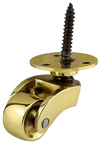 Lenkrolle aus massivem Messing mit 22 mm Rad (einteilig) – echtes massives poliertes Messing – Antik-Vintage – Schraubbefestigung – poliertes Messing – britisches Unternehmen von Bulldog Castors