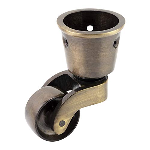 Möbelrolle aus massivem Messing mit 28 mm Rad (Einzelstück) – echtes massives Messing – Antik-Vintage-Effekt – Becherform – britisches Unternehmen von Bulldog Castors