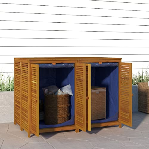Bulliing Gartenbox 140x87x104 cm Massivholz Akazie GeräTeschrank Aufbewahrungsschrank Garten MüLlbox AußEn MüLlschrank von Bulliing