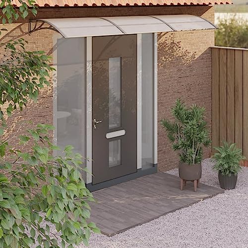 Bulliing Türvordach Grau 300x80 cm Polycarbonat Trapezblech Grillpavillon Balkon Markise üBerdachung Terrasse Unterstand Regenschutz Balkon von Bulliing