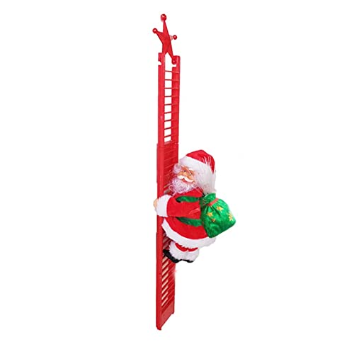 Bullpiano Elektrische Weihnachtsmann-Kletterleiter, 55,9 cm, elektrische Kletter-Weihnachtsmann-Plüschpuppe mit Musik, kreative Weihnachtsdekoration, kletternde Weihnachtsmann-Figur, von Bullpiano