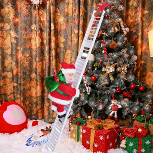 Bullpiano Elektrische Weihnachtsmann-Kletterleiter, 55,9 cm, elektrische Kletter-Weihnachtsmann-Plüschpuppe mit Musik, kreative Weihnachtsdekoration, kletternde Weihnachtsmann-Figur, von Bullpiano