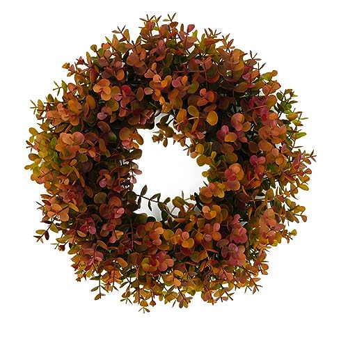 Bullpiano Herbstkranz, 45 cm Herbstkranz mit Eukalyptusblättern, Herbst-Eukalyptus-Kranz, Herbsternte-Kranz, Erntedankfest, Bauernhaus-Kranz für Haustür, Wand, Fenster, Hochzeits-Party-Dekoration (45 von Bullpiano