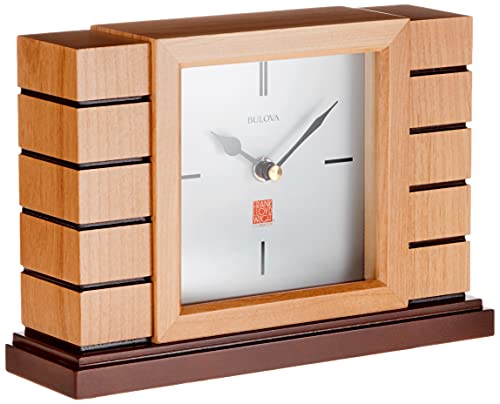 Bulova B1659 Usonian II Frank Lloyd Wright Kaminuhr, Holz, naturbelassen, Basis aus Walnuss von Bulova