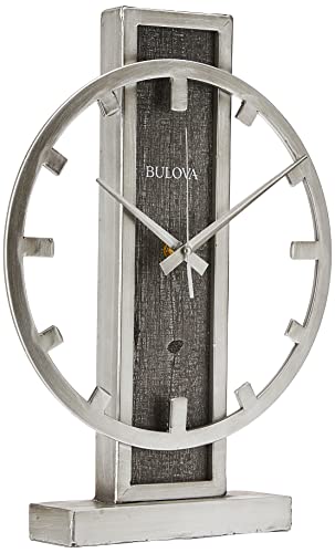 Bulova B1864 Silver Streak Tischuhr, Metall, Silberfarben von Bulova
