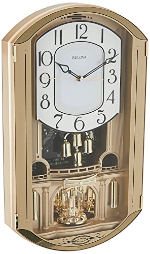 Bulova Golden Music Strike & Chime Wanduhr, goldfarben von Bulova