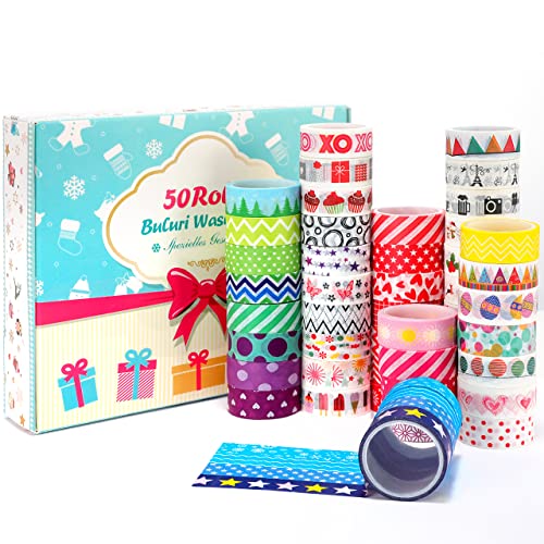 Buluri Washi Tape, 50 Rolls Washi Masking Tape Geschenkpackung Washi Klebeband Bunt Dekorative Klebeband DIY Papier Tape f¨¹r Scrapbooking DIY Handwerk von Buluri