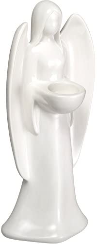 Deko Engel I Teelicht I Keramik I Teelichter I Kerzenständer I Weihnachtsdeko I Dekoration Weihnachten I große Figur (40 cm weiß) von Bumbar