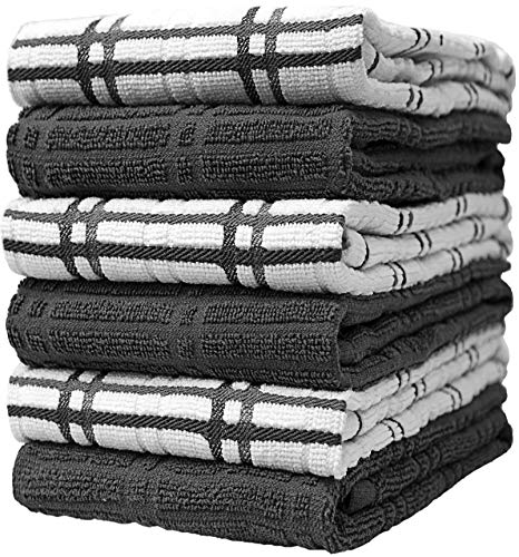 Bumble Towels 6-er Pack Set Küchenhandtücher mit Fensterscheibenmuster / 40 x 66 cm/Handtücher für die Küche in Kräftigen Farben / 6 Geschirrhandtücher/Ringgesponnen/Edel & Kuschelig Weich (Grau) von Bumble Towels