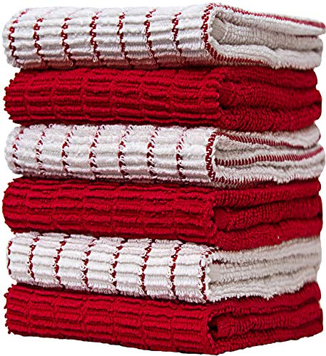 Bumble Towels 6er Pack große Geschirrhandtücher 16” x 28” 40 x 71 cm/Popcornmuster mit Schussfaden/Baumwoll-Handtücher/Set mit aufeinander abgestimmten Küchenhandtücher/Edel & weich Salbeigrün