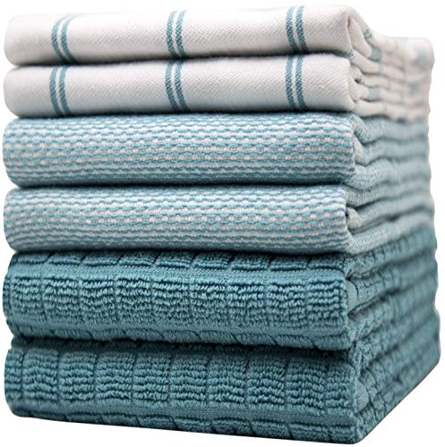 Bumble Küchenhandtücher - Geschirrhandtücher Handtücher Baumwolle – 6er Pack – XL Größe 50 x 70 cm – Edle, Weiche und Robuste Ringspinnbaumwolle in 3 Verschiedenen Texturen (Teal) von Bumble Towels