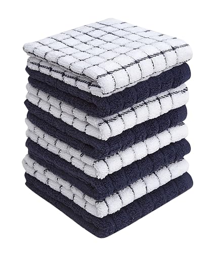 Bumble Premium-Geschirrtücher aus Baumwolle, 30,5 x 30,5 cm, marineblaues Karomuster, sehr saugfähige, natürliche, ringgesponnene Baumwolle, Küchen-Geschirrtuch-Set, 380 g/m², 8 Stück Bumble Premium-Geschirrtücher aus Baumwolle, 30,5 x 30,5 cm, marineblaues Karomuster, sehr saugfähige, natürliche, ringgesponnene Baumwolle, Küchen-Geschirrtuch-Set, 380 g/m², 8 Stück von Bumble Towels