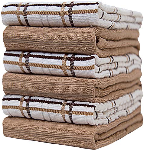 Bumble Towels 6-er Pack Set Küchenhandtücher mit Fensterscheibenmuster / 40 x 66 cm/Handtücher für die Küche in Kräftigen Farben / 6 Geschirrhandtücher/Ringgesponnen/Edel & Kuschelig Weich (Bräunen) von Bumble Towels